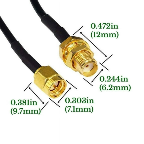 30ft Antenna Extension Cable RP-SMA Male to RP-SMA Female Bulkhead Low Loss, WiFi Antenna SMA Extension Coaxial Cable Cord for Wi-Fi Wireless Router Antenna Adapter Connector