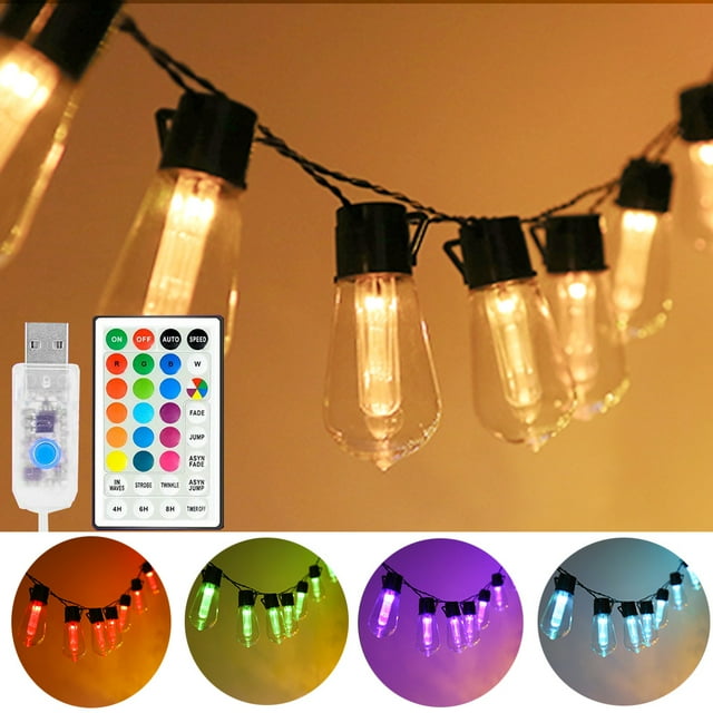 30ft Color Changing String Lights 30 LED, USB Powered Bulb String