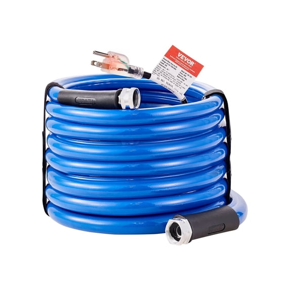 30ft Heated RV Water Hose -45°F Antifreeze, 5/8" ID, Drinking Water Safe, GHT Adapter, Winter Camping Hose