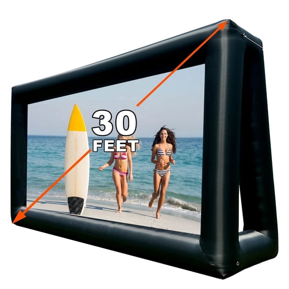 30ft Inflatable Movie Screen Outdoor Projector Screen with Air Blower, Front/Rear Projection, Easy Set Up Blow Up Screen for Backyard Movie Night, Theme Parties, Celebrations