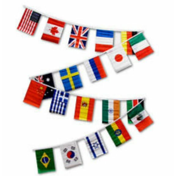 30ft International String Flag Set of 20 Country Flags 12x18 Pennants Polyester