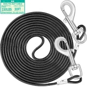 30ft Dog Chain for Outside,SONQUEEN Dog Tie Out Cable upto 150LBS, Chewing Proof PVC Coating Steel Dog Lead Runner for Pet