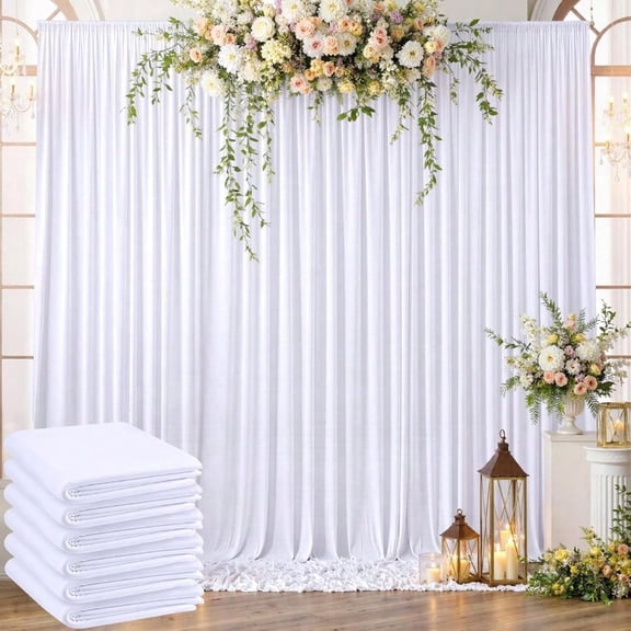 30ft X 8ft Wrinkle Free White Backdrop Curtains For Weddings Parties 6 Panels 5x10ft Soft Silky Polyester White Photo Backdrop Drapes Back Drop Cloth For Birthday Christmas Photography Background