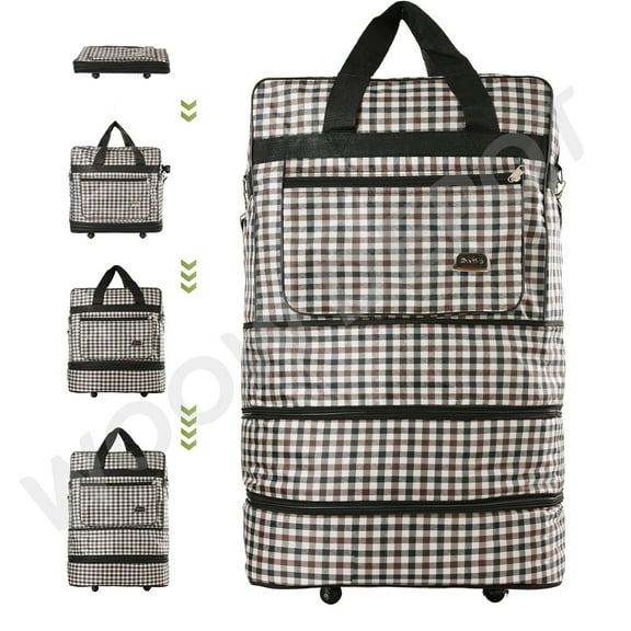 WOOW DEPOT 30in Expandable Suitcase Bag 3 Layer Foldable Rolling Wheeled Luggage Handbag Large for Home Storage Travel Business Moving