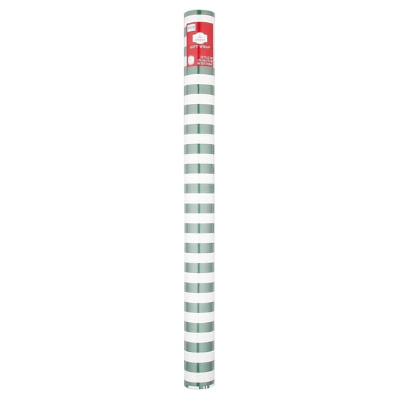 Green and White Stripes Christmas Wrapping Paper, 160 sq ft, by Holiday Time