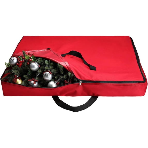 30in Christmas Wreath Storage Container Wreath Bag For Artificial Wreaths Box Easy-Access Zipper Design Spacious and Versatile Convenient to Carry