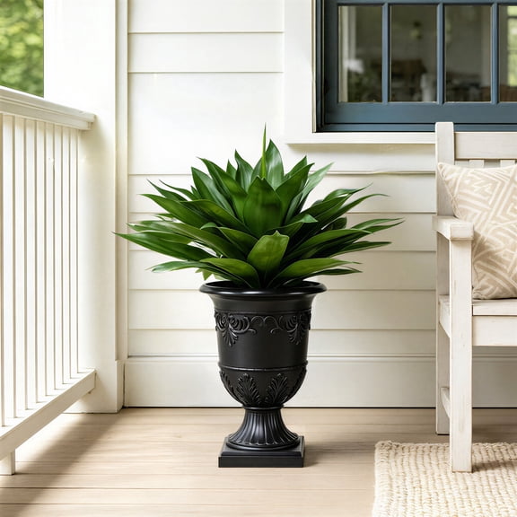 DR.Planzen 30in UV Resistant Artificial Agave Plant with Black Urn Planter, Faux Agave Plants Fake Plants Realistic Greenery - Indoor Outdoor Decor for Front Porch Patio Garden Home Office