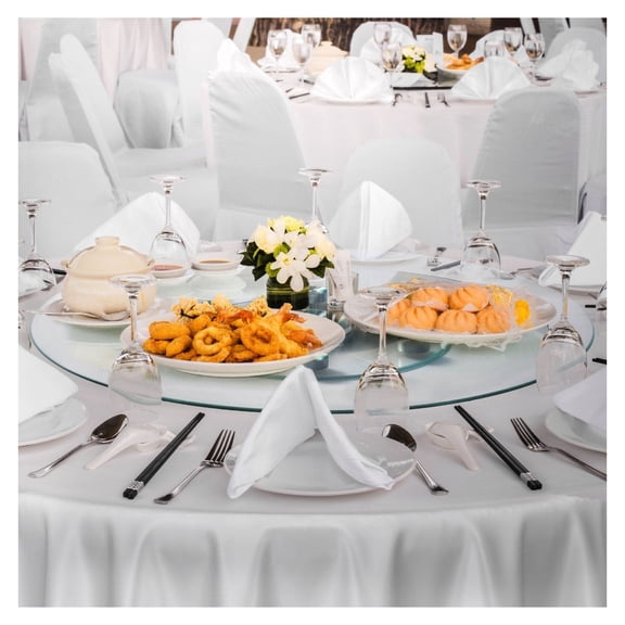 30in Glass Lazy Susan Turntable, Tempered Glass Rotating Tray, 360 Spin Tabletop, Dining Centerpiece for Family Meals, Banquets & Weddings