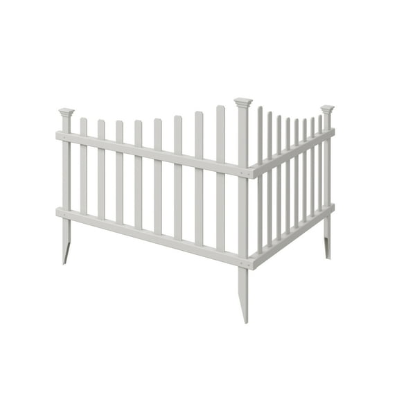 30in H x 40in W (2 Panels) No Dig Zippity Ashley Corner Vinyl Picket Fence, Garden Fence Border, Decorative Fence For Garden, White Vinyl Panels for Backyard, Patio & Yard, ZP19007