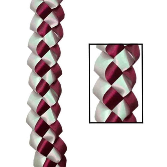 30in Ribbon Military Chain Braid: Burgundy/White