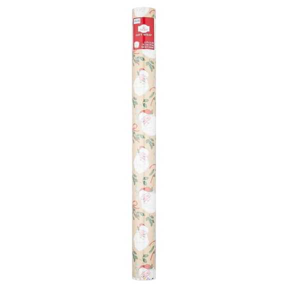 Multicolor Santas and Holly Christmas Wrapping Paper, 160 sq ft, by Holiday Time