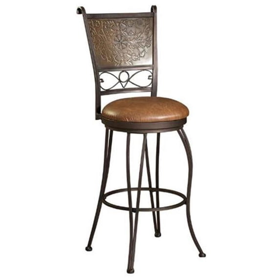 30in. Stamped Back Bar Stool Bronze with Muted Copper