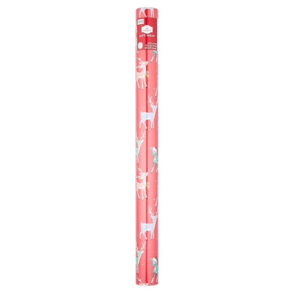 Multicolor Vintage-Style Reindeer Christmas Wrapping Paper, 160 sq ft, by Holiday Time