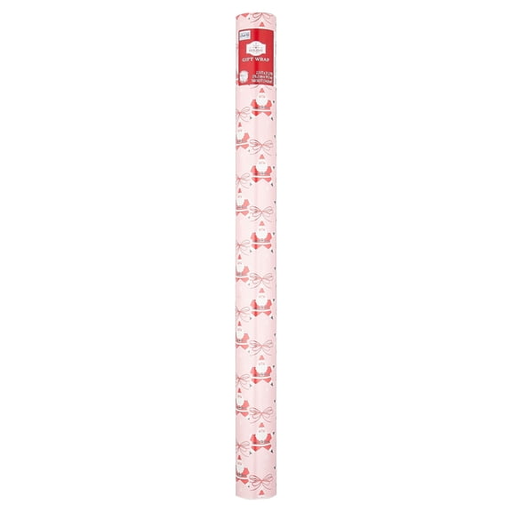 Pink/Red/White Santa Stars and Bows Christmas Wrapping Paper, 160 sq ft, by Holiday Time