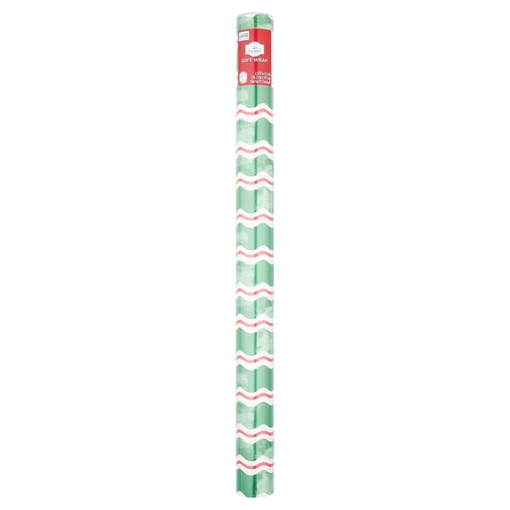Red/White/Green Distressed Wavy Christmas Wrapping Paper, 160 sq ft, by Holiday Time