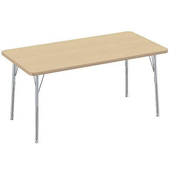 30in x 60in Rectangle Contour Adjustable Activity Table with Standard Swivel - Maple/Maple