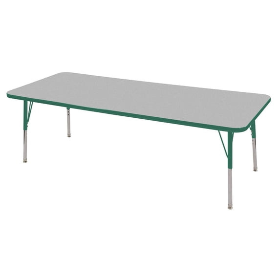 Rectangle 30"x72" Table & Eight 16" Chairs-Color:Grey/Green,Leg Option:Standard Swivel