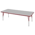 thumbnail image 1 of 30in x 72in Rectangle Everyday T-Mold Adjustable Activity Table Grey/Red - Standard Swivel with Eight 14in Stack Chairs Red - Swivel Glide, 1 of 2