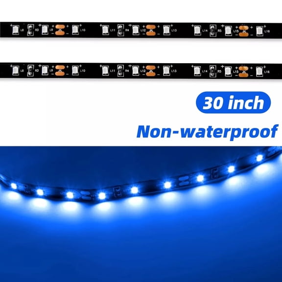 30inch 12V LED Flexible Strip Light, 2-Pack, Blue Light , Non-waterproof, for RV Campervan Motorhome Interior, Decorative Light