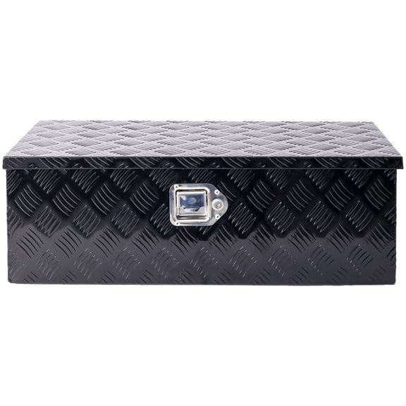 30inch Aluminum Truck Tool Box for Pickup, Outdoor Trailer Storage Organizer with Lock Keys, Black