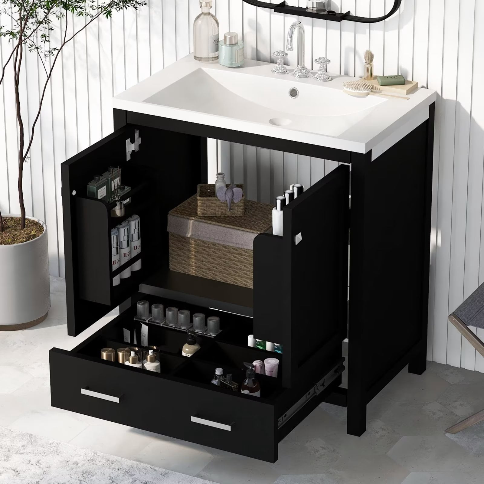 30inch Bathroom Vanity Cabinet with Single Sink, Combo Cabinet ...