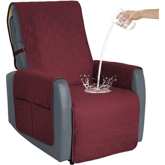 30inch Recliner Slipcovers Waterproof Sofa Cover Recliner Chair Cover Quilting Craft Anti-slip Suitable For Pets Indoor Bedroom Office Living Room Home Décor,Burgundy