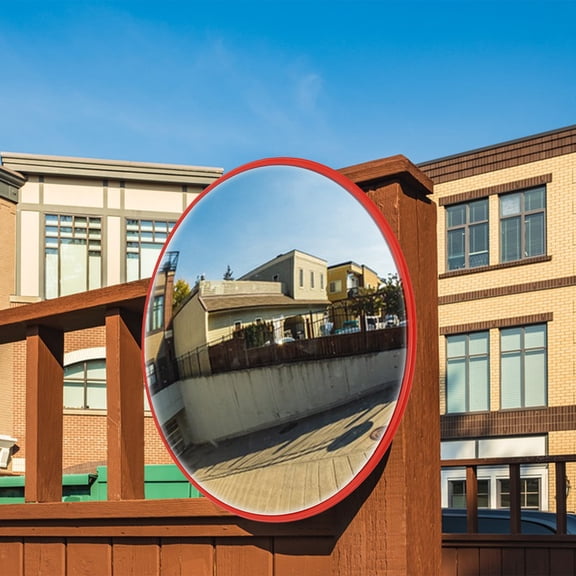30inch Red Security Convex Mirror Round Convex Mirror Outdoor Driveway Garage Corner Security Traffic Mirror