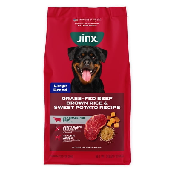 Jinx Large Breed Beef, Brown Rice, Sweet Potato Kibble, 30 lb