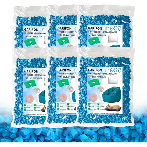 30lbs Bean Bag Filler, Shredded Memory Foam Filling, Pillow Filler | Stuffing, Bean Bag Filling, Punching Bag Filler, Foam Refill for Pouf/Ottoman Stuffing/Boxing Bag, Added Gel Particles