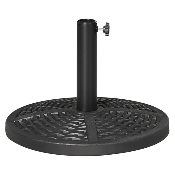 30lbs Umbrella Base, Heavy Duty Patio Parasol Stand 18" Round Rattan Design - Black