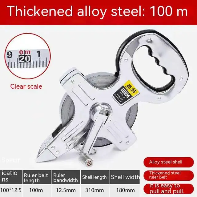 30m/50m/100m Tape Measure Portable Stainless Steel Shelf Frame Ruler ...