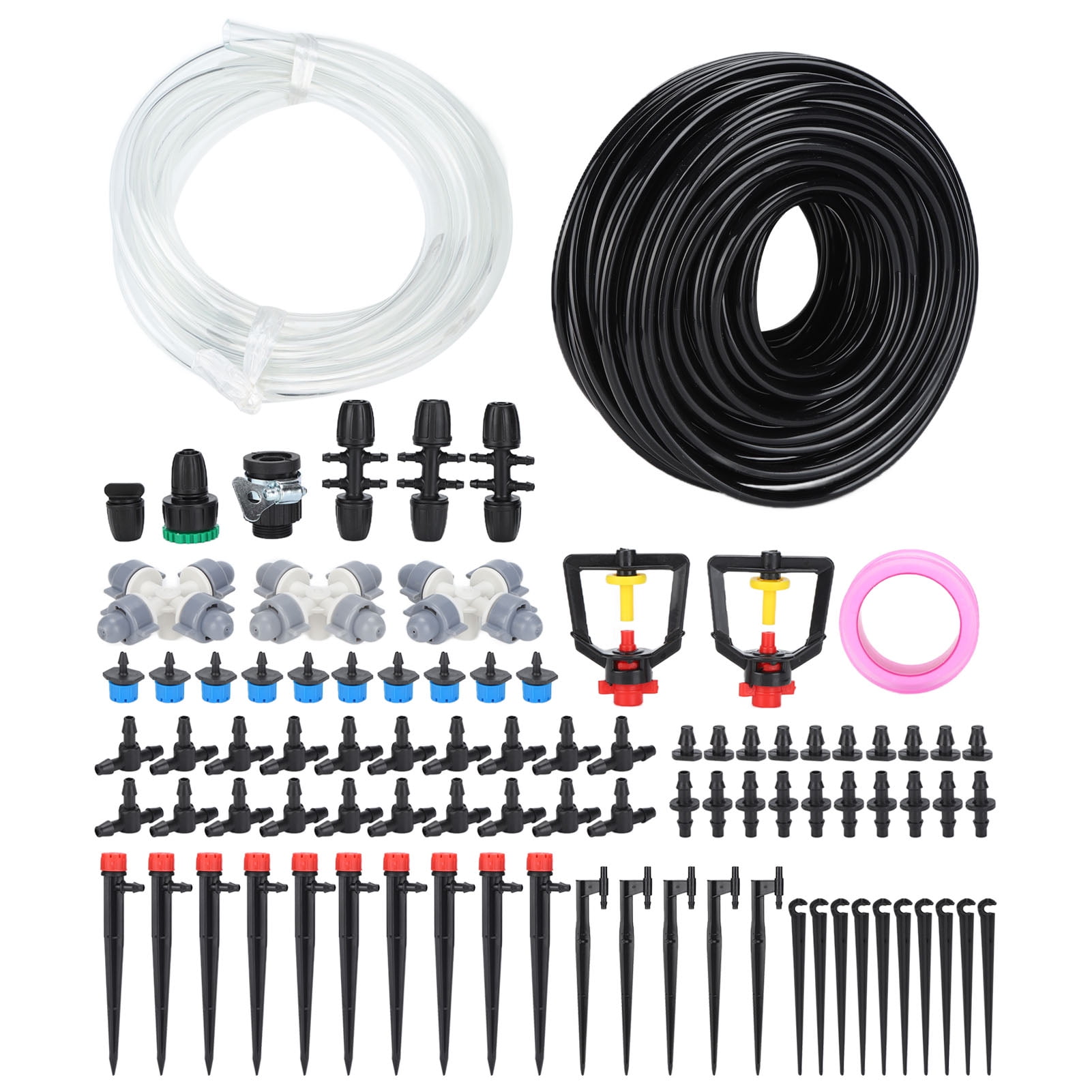 30m Drip Irrigation Kit Tubing Hose Nozzles Adapters Valves Drippers
