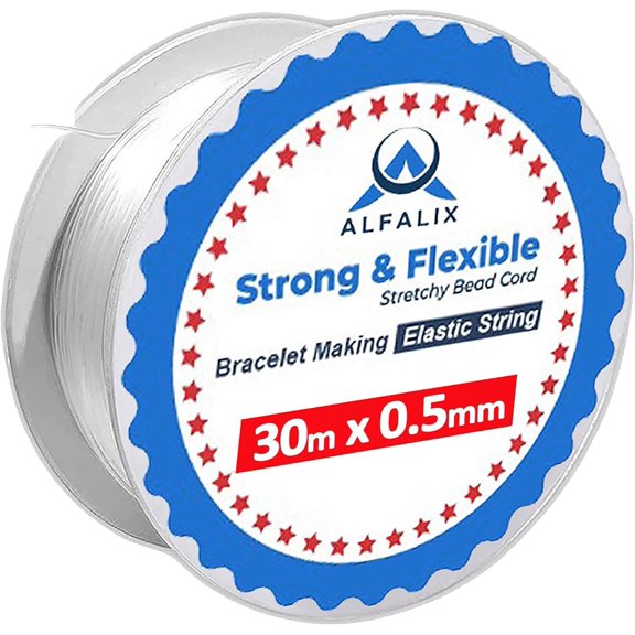30m x 0.5mm Clear Elastic Thread Bracelet Making Strong & Stretchy Elastic String, Durable & Transparent Thread, Bracelet elastic for Jewellery making Beading & DIY Craft Projects String