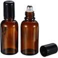 thumbnail image 1 of 30mL Roller Bottles, 3 Pack Amber Glass Essential Oil Ball Black Caps Refillable Sample Containers, Brown -, 1 of 5