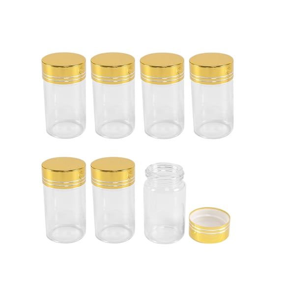 30ml 37x50x25mm Clear Glass Bottles With Gold Aluminum Cover Transparency Glass Bottle with Lid Decorative Bottle 6pcs