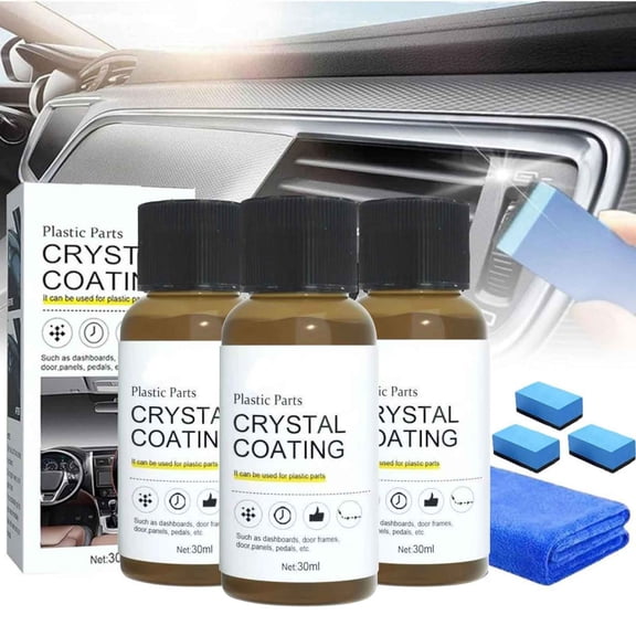 30ml Car Interior Plastic Leather Refurbishing Agent Set, Professional Dashboard Polishing and Restoration Solution for Fading, Scratch and Dullness Removal