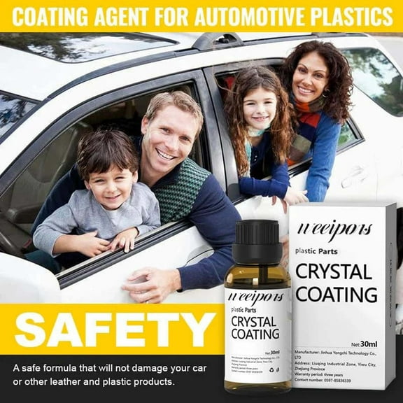 30ml Car Plastic Coating Agent, Crystal Clear Restorer for Exterior & Interior Parts