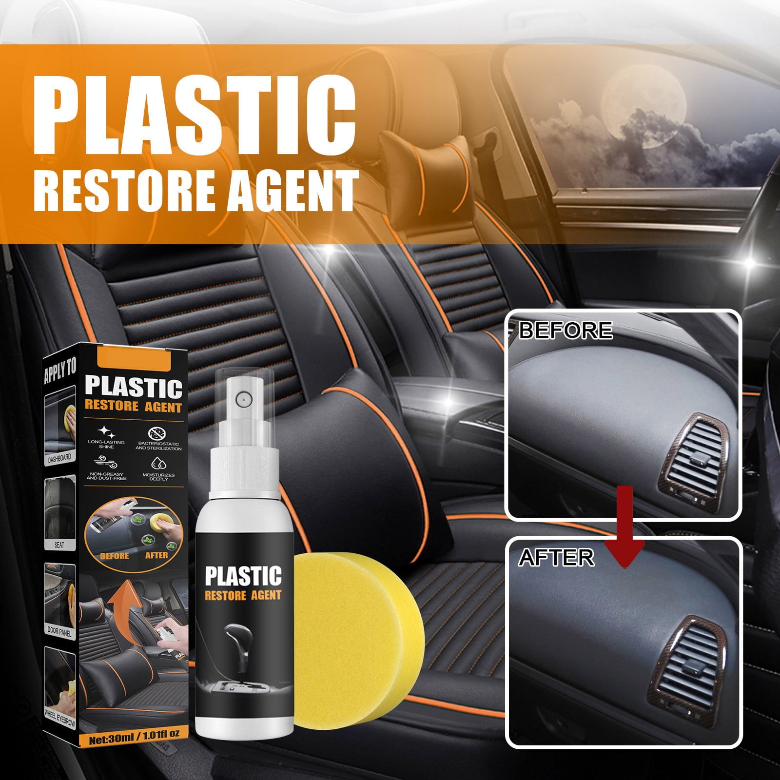 30ml Car Restoration Polish Plastic Trim Wax Shine Interior Surfaces