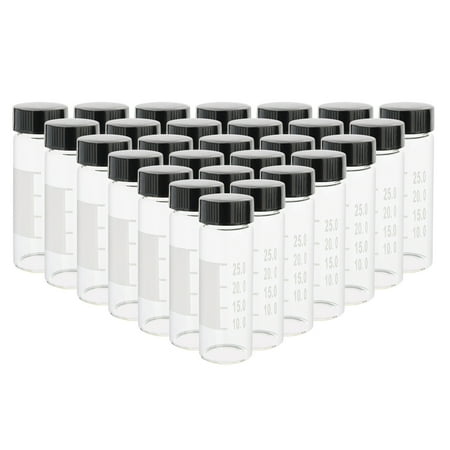 30ml Clear Small Glass Vials Clear Liquid Sampling Sample Glass Bottles with Write-on Spot and Graduations 28pcs