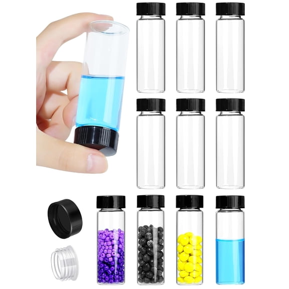 30ml Clear Small Glass Vials with Screw Caps, for Essential Oil, Leak-Proof Sample Lids(10pcs)