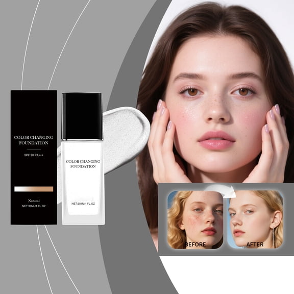 30ml Color Changing Foundation,Soft Matte for Mature Skin, Smooth Skin & Long-Lasting Makeup,Hydrating Natural Skin Coverage With Light,Multi-Purpose Makeup Coverage For Women