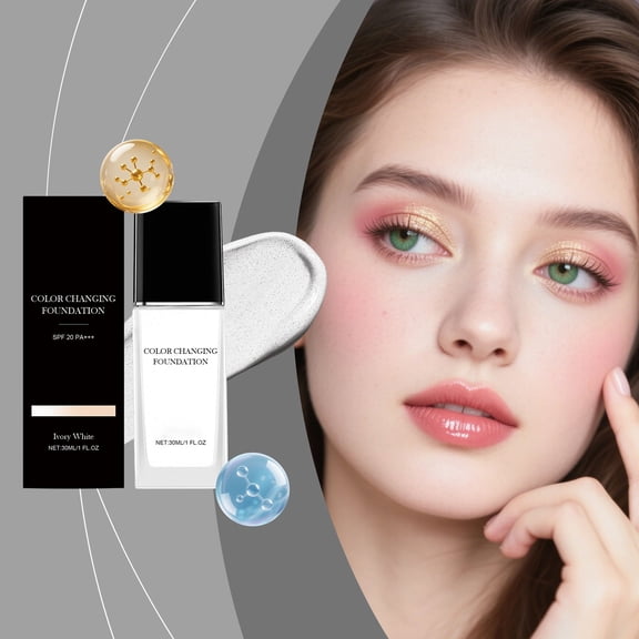 30ml Color Changing Foundation,Soft Matte for Mature Skin, Smooth Skin & Long-Lasting Makeup,Hydrating Natural Skin Coverage With Light,Multi-Purpose Makeup Coverage For Women