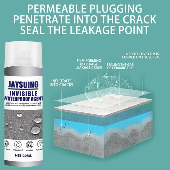 30ml External Wall Leakage Repair Permeable Agent, Waterproof Sealing Coating Spray, High & Low Temperature Resistant Leak Fix for Roof Wall Window Sill Bathroom