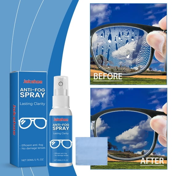 30ml Eyeglass Lens Cleaner Spray with Anti-Fog, Scratch-Resistant, Water- Formula for Glasses and Sunglasses, Includes Microfiber Cloth, Streak-Free Cleaning