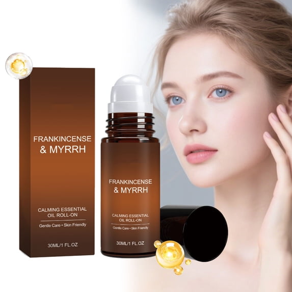 30ml Frankincense & Myrrh Essential Oil Roll-On, Pre-Diluted Aromatherapy Rollerball in Fractionated Coconut Oil (FCO) – Alcohol-Free Pulse Point Oil Roller