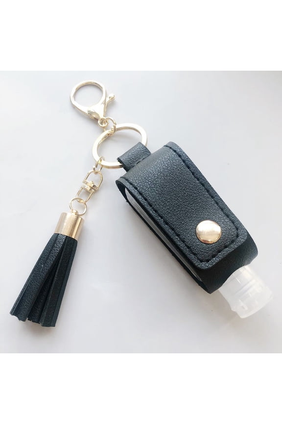 30ml Hand Sanitizer Bottle with Keychain | Refillable PVC Travel Case | Beige