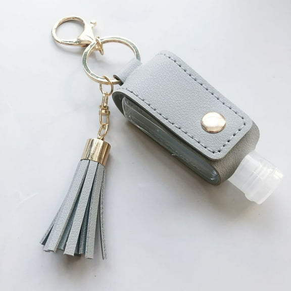 30ml Hand Sanitizer Bottle with Keychain | Refillable PVC Travel Case | Beige