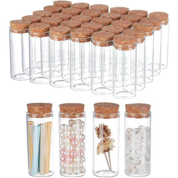 30ml Mini Glass Bottles with Cork 30pcs Small Glass Jars Wish Favor Bottles Clear Empty Bottles Message Bottle Spell Jars