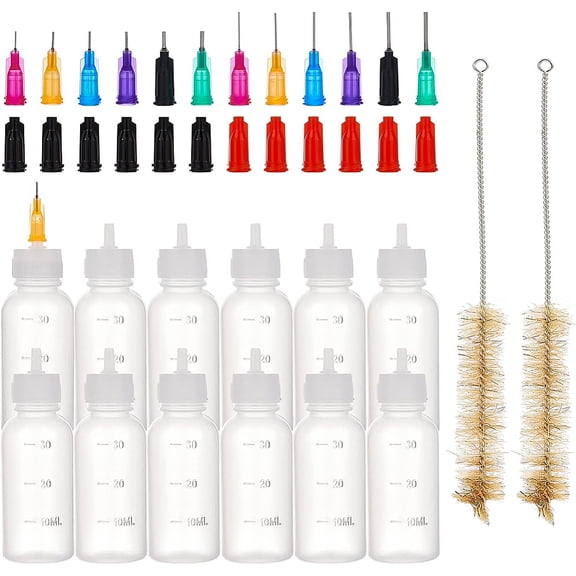 30ml Plastic Glue Liquid Container Bottle Dispenser Bottle Stoppers Plastic Fluid Precision Blunt Needle Dispense Tips Mixed Color 82x29mm