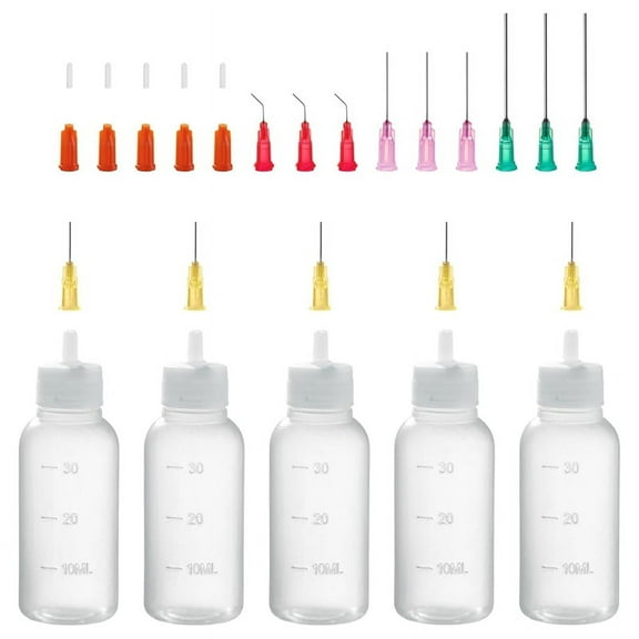 30ml Tip Applicator Bottle,Blunt Tip Needle and Cap, 18G 20G 25G Needle Tip Squeeze Bottle, Oil Dropper Bottle